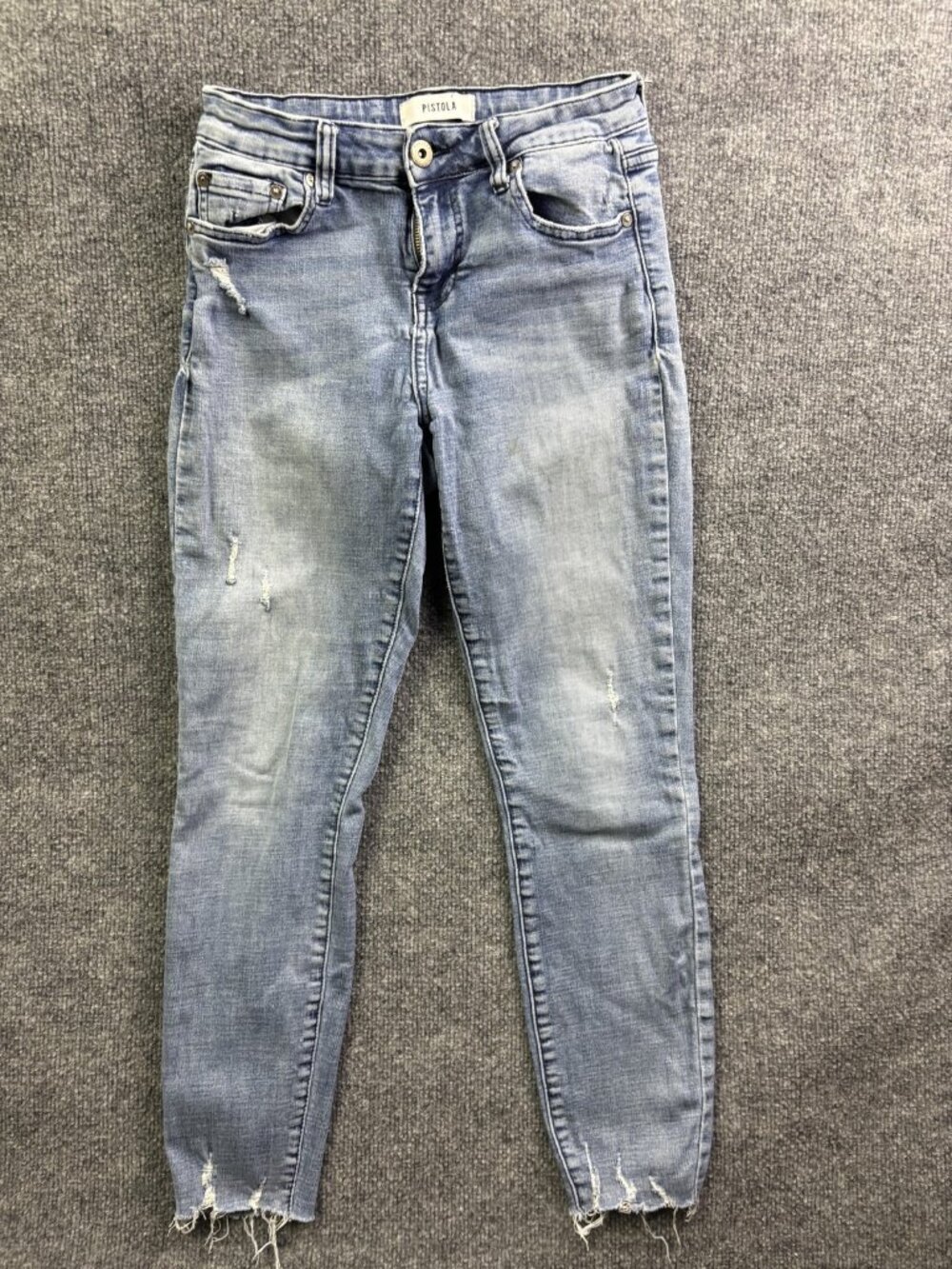 Pistola Skinny Jeans Womens 27 Light Wash Mid Rise Distressed 27x26 Denim